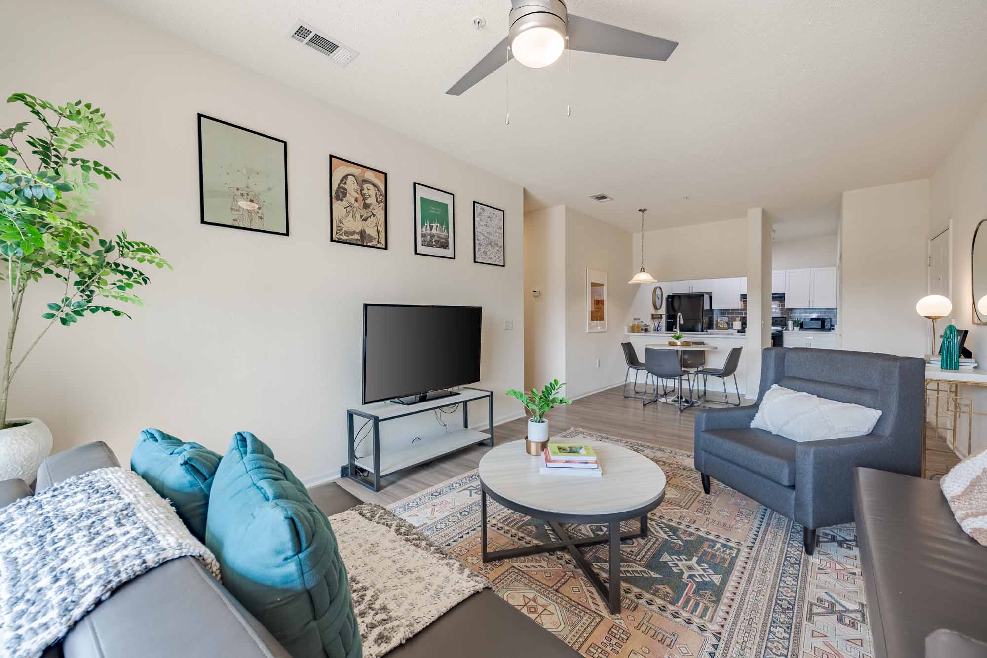 the outpost san marcos apartments near texas state university living room and kitchen