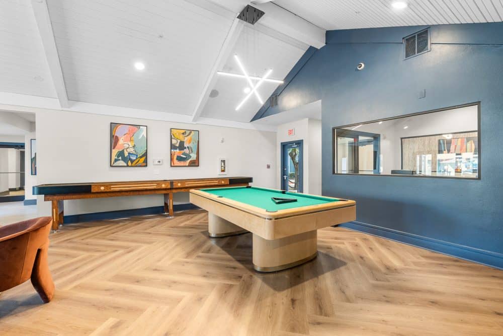 the outpost san marcos apartments near texas state university clubhouse games billiard and shuffle board tables
