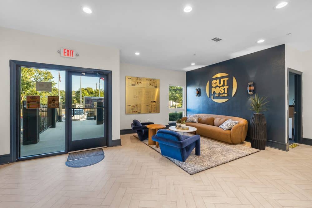 the outpost san marcos apartments near texas state university leasing office main entrance